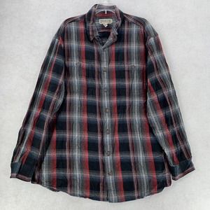 Duluth Trading Button Down Shirt Red‎ Black Plaid Flannel Casual Mens XL Tall